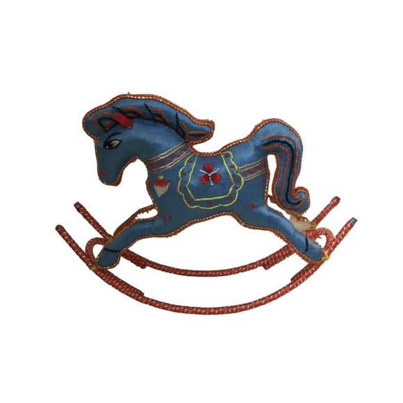 Vintage Christmas Embroidered Rocking Horse Figurine - Picture 2 of 5